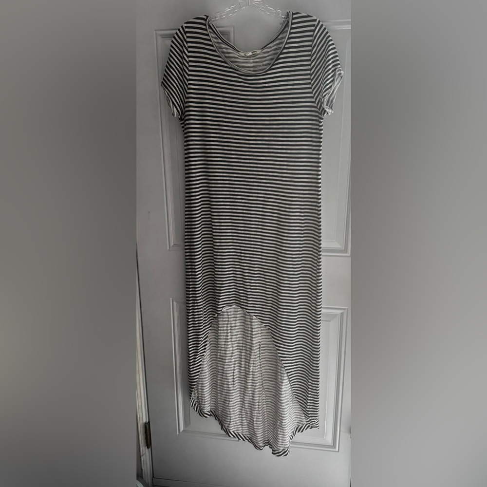 Billabong Black and White Striped Hi Lo Dress